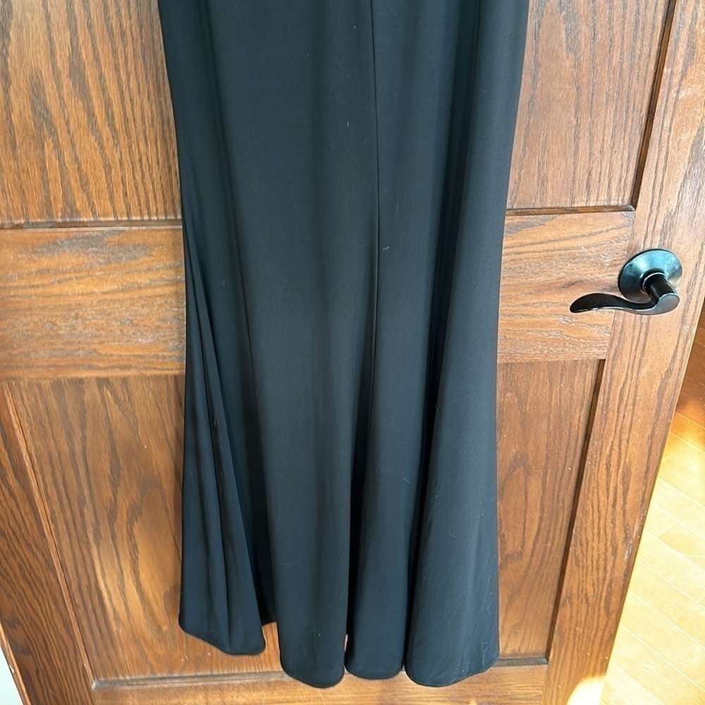 Mac Duggal Floral Strap High Slit Black Maxi Dress Size 0 Stretch 77830 Formal - Picture 10 of 12